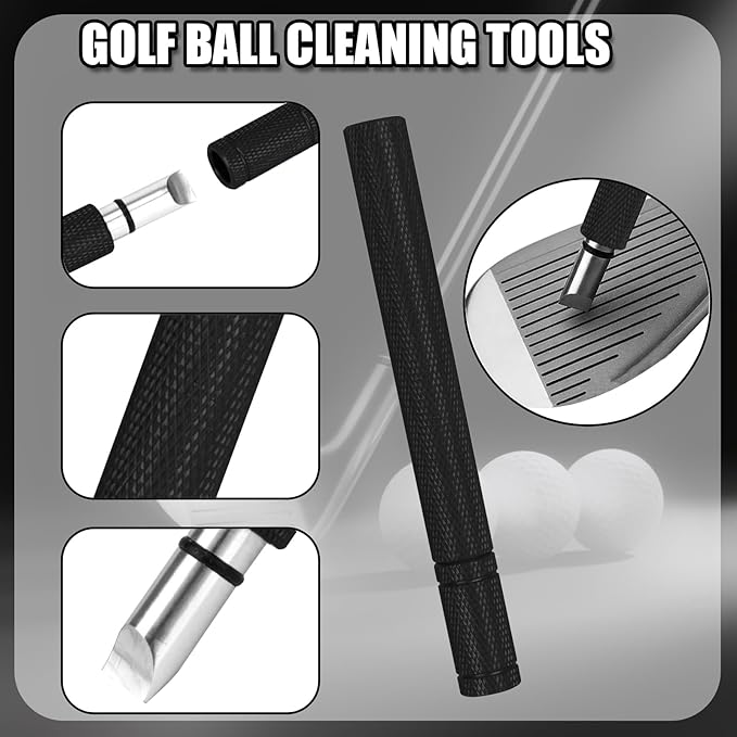 5-in-1 Golf Training Kit: Golf Grip Trainer,Swing Training Aid,Golf Impact Tape Labels,Adjustable Tee Height Tool & Club Groove Sharpener