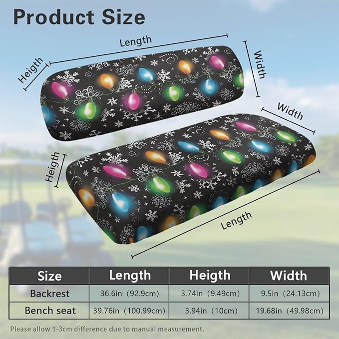 Golf Cart Seat Covers, Universal Fit & Nonskid Bottom Fits for Club Car 2 Person Seats Golf Carts