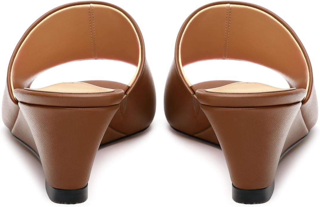 Wedge Sandals for Women Open Toe Wedge Heels Womens Matte High Heel Sandal Round Toe Heeled Wedge Sandals Slip on Casual shoes 2 inch
