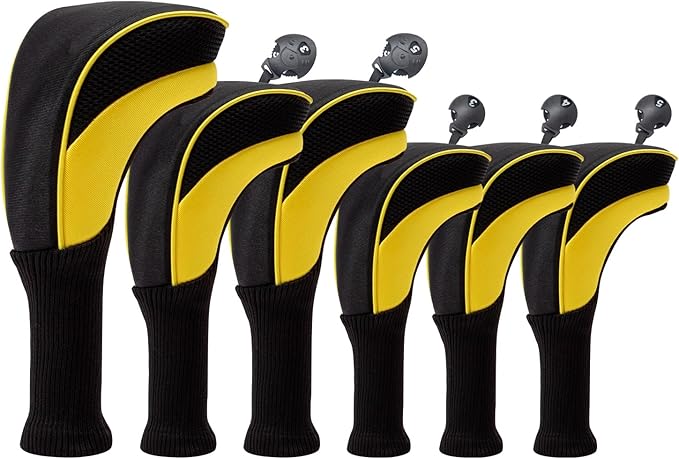 Golf Head Covers for Fairway Woods Driver Hybrids 5 Pieces Nylon Mesh Sports Fan Golf Club Headcovers-Golf Accessories for Men Women.