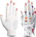FINGER TEN Stylish Golf Gloves Women with Ball Marker 1 Pack for Left or Right Hand, Breathable Glove with Fashion Patterns for Ladies Right Left Handed Golfer