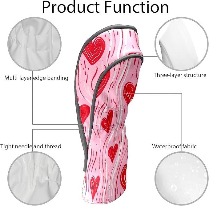 Golf Club Covers PU Leather Waterproof Golf Club Head Covers for Fairway Woods and Driver White Fishbone Pattern Driver Cover Suitable for Most Brands