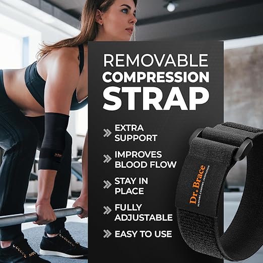 DR. BRACE® Elite Elbow Brace Support, Breathable Elbow Compression Sleeve with Gel Pad for Golfer's, Tennis Elbow & Tendonitis Treatment & Pain Relief 2024 (Black, XX-Large)