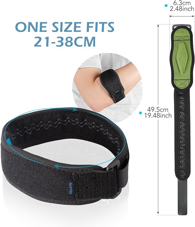 AGPTEK Elbow Brace for Tendonitis and Tennis Elbow 2 Pack, Tennis Golfers Elbow Support Arm Band Elbow Wrap Weightlifting Elbow Strap with Compression Pad for Men & Women (Green)