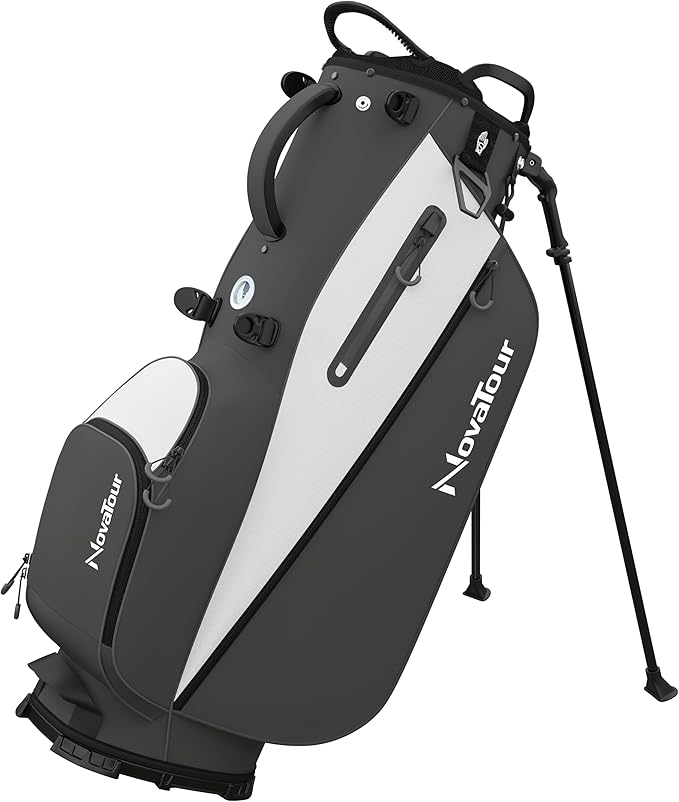 Golf Stand Bag - Lightweight Golf Bag with Stand and 7 Way Dividers, Dual Strap, Waterproof Pocket, Insulated Sleeve, Easy-Lift Handles and Swing-Cam Holder