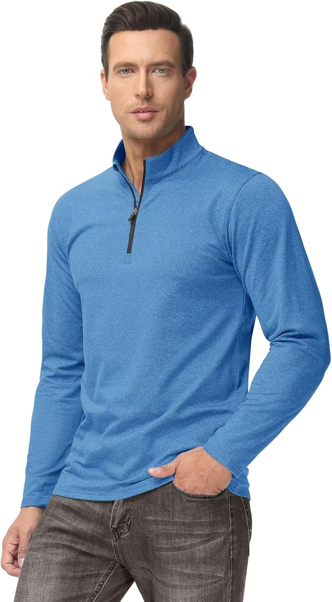Boladeci Men's Quarter Zip Pullover Premium Fleece Lined Heather Long Sleeve Golf Shirts Midweight 1/4 Half Zip Sweatshirts