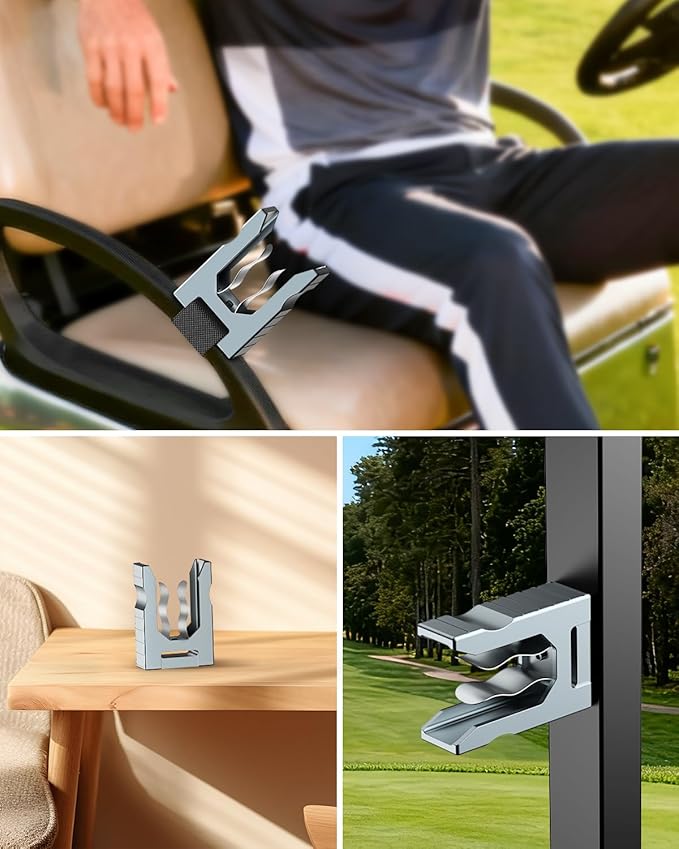 Magnetic Golf Holder Clip for Golf Cart, Aluminum 26−64 Rings with Powerful Magnet & Anti-Slip Band - for EZGO, Club Car, Yamaha, Icon, Golf Cart Accessories Essentials Gift for Friend Men Women