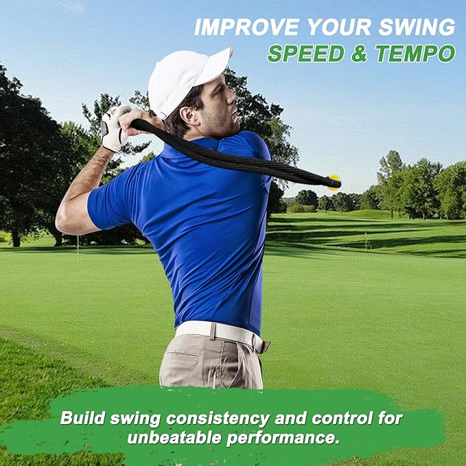 Golf Rope Swing Trainer, Professional Golf Swing Rope Training Aid to Improve Speed, Tempo, Rhythm, Flexibility and Strength, Golf Warm-Up Practice Equipment for Golfers of All Levels