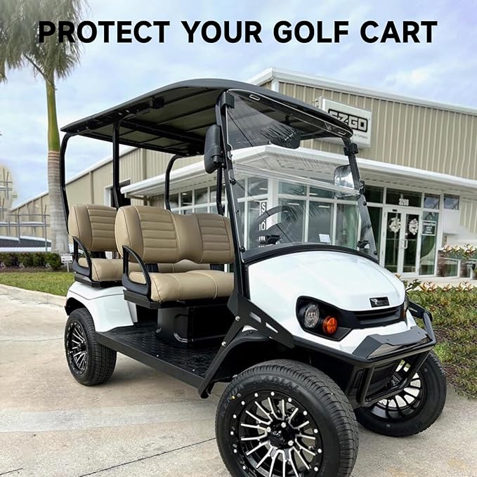 Roastove Golf Cart Cover, 420D PU Whaterproof, Universal Fits for Most Brand 2+2 Passenger Car, All Weather Outdoor Protection Weatherproof