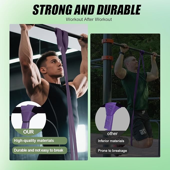 WHATAFIT Resistance Bands,Pull Up Assist Bands Set with Handles, Exercise & Workout Bands with Door Anchor for Men & Women – Home Fitness Equipment for Strength Training, Stretching