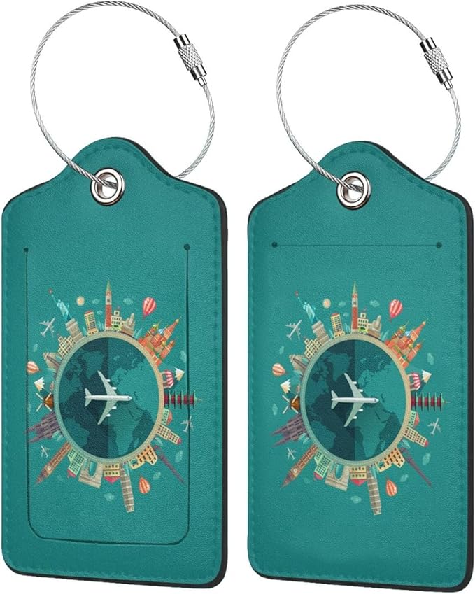 TSA Approved Luggage Tags for Suitcases Go Travel Flight Views 2 Pack Funny Leather Carnival Cruise Airport Cute Travel Name Tags Golf Bag tag Ships Essentials Privacy Cover ID Label for Women Men