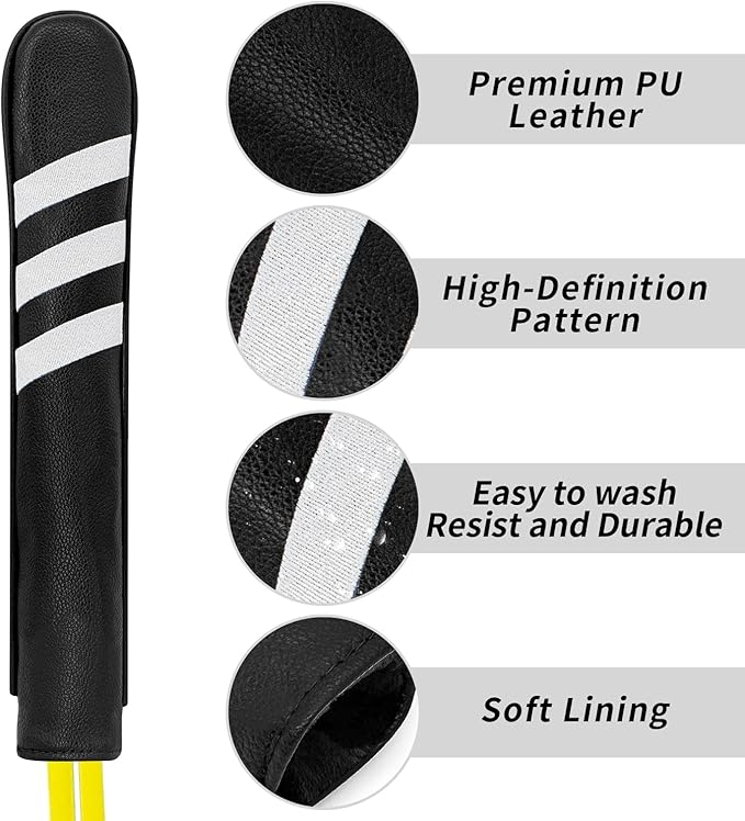 Golf Alignment Stick Cover Premium Leather Perfect Cover for Alignment Sticks Classic USA Design Alignment Sticks Holder Golf Club Protector Holds 2 Sticks.