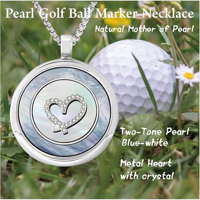 Golf Ball Marker Necklace with Pearl Ball Marker, Golf Accessories, Golf Gifts, Golf Ball Markers for Women
