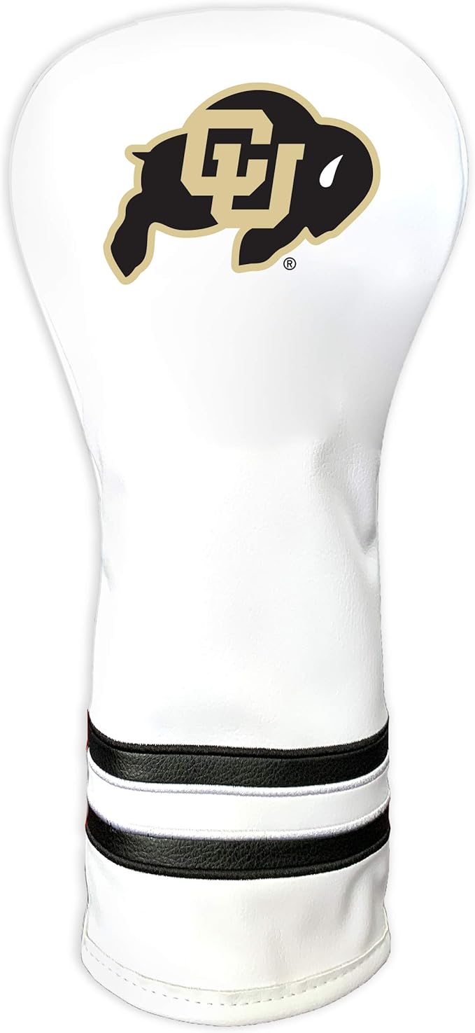 Team Golf NCAA White Vintage Fairway Golf Club Headcover, Form Fitting Design, Retro Design