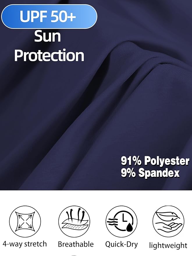 Mens Long Sleeve Shirts Quarter Zip Pullover UPF 50+ Sun Protection Wicking Moisture Workout Running Casual Athletic Tops