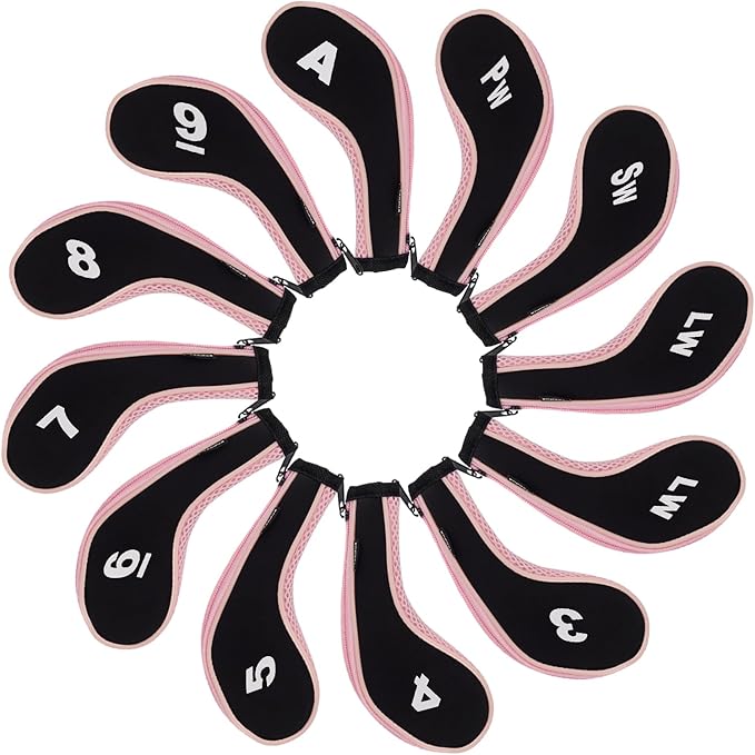 Andux Number Print Golf Iron Club Head Covers Long Neck with Zipper 12pcs/Set