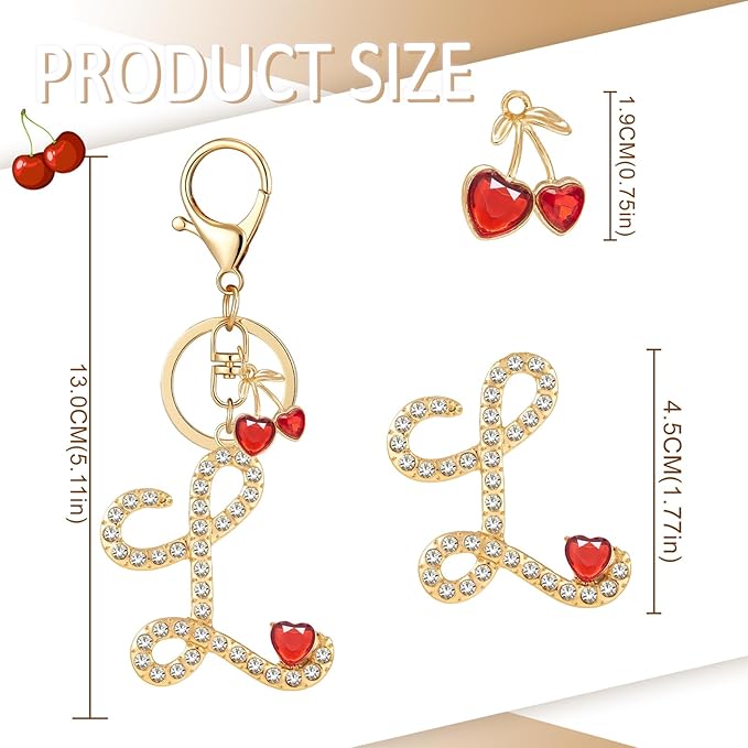 Gold Plated Alphabet Initial Letter Keyring Keychain for Women Girls Crystal Key Chains for Wallet Backpack Bag Charm