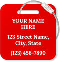 Custom Luggage Tags, Personalized Name Address for Suitcases,Backpack, Handbag, Travel Equipment Tag, 2x2 Inches, Acrylic Heavy Duty Waterproof, Made in The USA by My Sign Center- Red