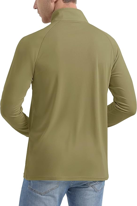 MAGCOMSEN Men's Long Sleeve Sun Shirts UPF 50+ Tees 1/4 Zip Up Fishing Running Rash Guard T-Shirts Outdoor Shirt