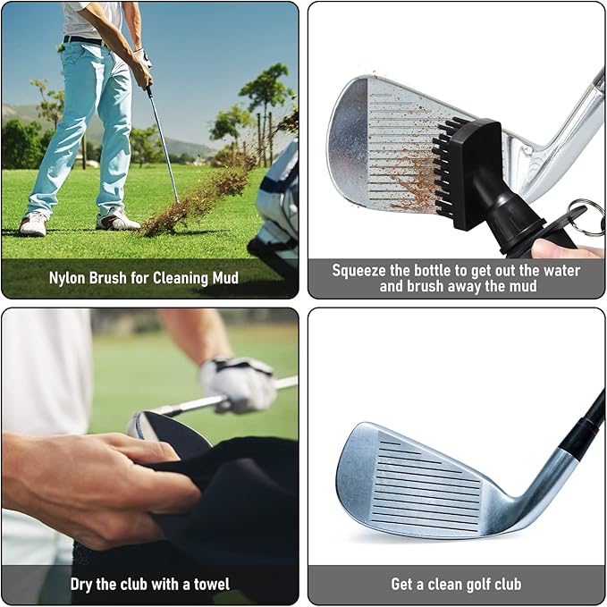 2 Pack Club Cleaner Groove Tube Golf Brush With Leakproof Reservoir, Squeeze Bottle for Easy Cleaning, 7 Inches Tall