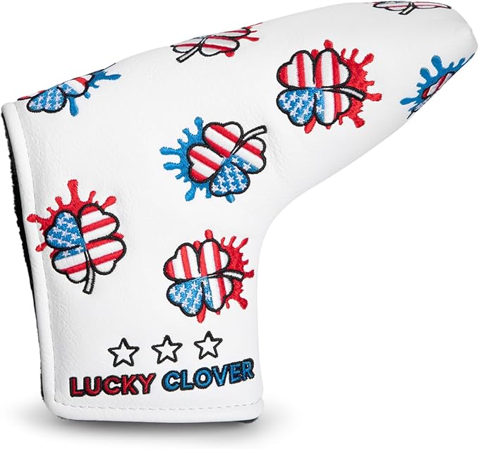 Golf Club Head Covers for Driver Cover, Fairway Wood Cover Hybrid Head Cover, USA Style Premium Leather Golf Headcovers Fits Golf DF3 Putter, Blade Putter Cover, Fits Most of Golf Club Covers