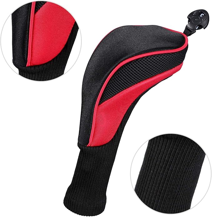 Black Golf Club Head Cover for Driver Fairway 3 Pcs Woods Headcovers, Golf Accessories Hybrid Head Covers Set with Interchangeable Tags 3 4 5 7 X
