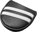 Golf Mallet Putter Cover Headcover Magnetic Style, Black or White Golf Putter Cover for Mallet Style Putters, PU Leather Mallet Headcover Protective Case fits for Odyssey 2 Ball, Stroke Lab
