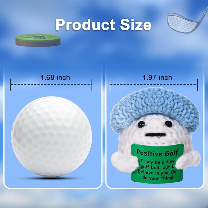 AICase Golf Gifts Funny Positive Golf Ball Crochet Gag Gift Ideas, Emotional Support Nuggets for Men Women Golfers Dad Fathers Day Mom Mothers Graduation Coworkers Birthday Christmas Decor Stuff