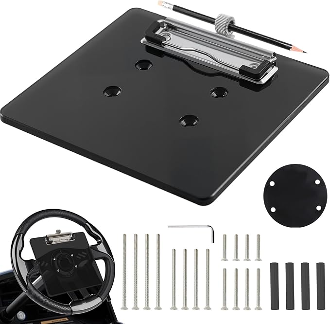 Golf Cart Scorecard Holder with Pen Holder on Golf Cart Steering Wheel for EZGO Club Car Yamaha Golf Carts（Note Do Not Include Golf Cart Steering Wheel