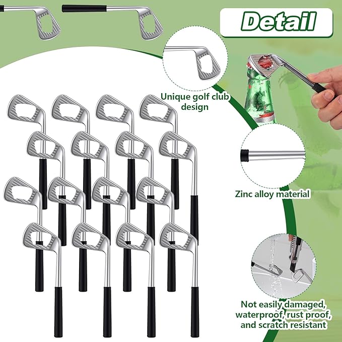 20 Pcs Golf Club Bottle Opener Bulk Novelty Groomsmen Gift Bachelor Party Favors for Golf Lover Beer Enthusiast, Made from Zinc Alloy (Silver)