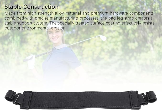 Club Bag Stand Strap, PU Leather Adjustable Leg Stabilizer Strap Attachment, Secure Locking Buckle for Golf Bags, Premium Club Bag Accessories with Reinforced Metal Buckle