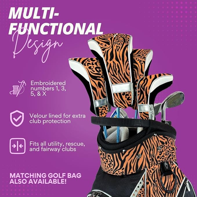 Taboo Fashions Monaco Golf Club Covers for Women - Numbered Golf Headcovers Set for Driver, Fairway and Hybrid Clubs - Weather Resistant, Pack of 4