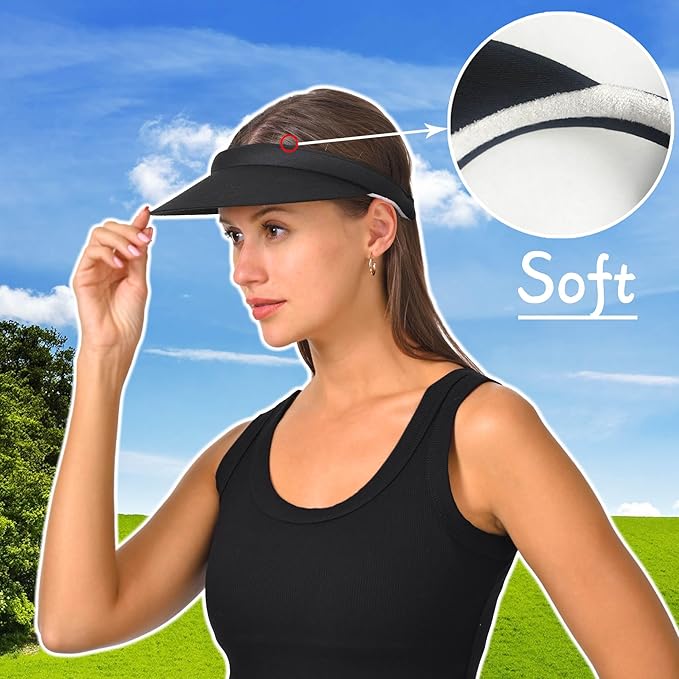 2 Pack Visor Women Men Sun Hat Clip On Visors Adjustable Sport Wide Brim Cap