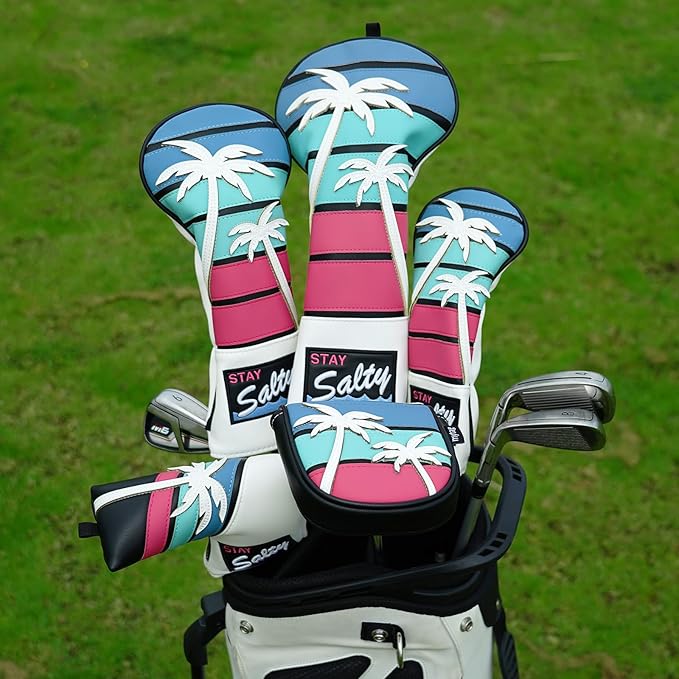 mytag Tropical Golf Headcovers, Coconut Tree Golf Head Covers for Woods and Driver, Putter Covers 3D Embroidery