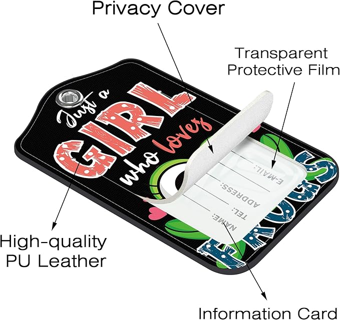 2 Pack Luggage Tags for Suitcase,Cute Frog PU Leather Luggage Tags with Privacy Cover Name Address Labels and Steel Ring,Creative Travel Accessories for Men and Women