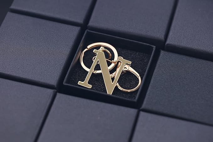LAXPICOL Gold Letter A-Z Keychain for Women Bag Charms Purse Charms For Handbags Metal Alphabet Initial Letter Keychain