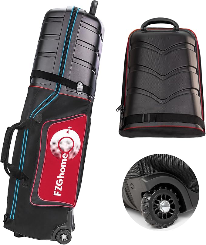 Golf Travel Bags for Airlines with Hard Case Top & Wheels, Hard Shell Top Protect Golf Club, Made of 1680D Heavy Duty Oxford, Internal Strap for Fixing, Lightweight and Easy to Maneuver