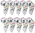 Golf Iron Head Covers 9/10pcs Leather Golf Club Covers for Iron with Magic Tape Fit Most Brand(Colorful Tee/10pcs)