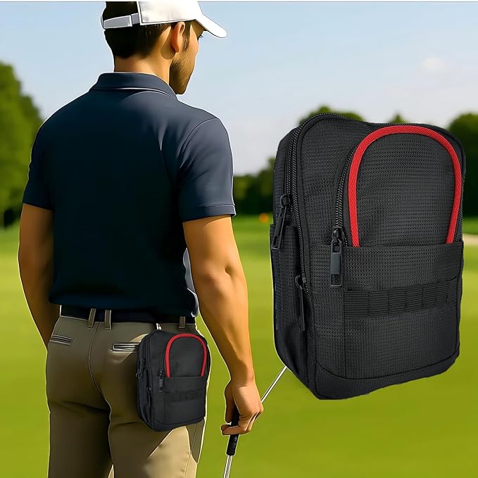 Golf Valuables Pouch & Golf Ball Carrier Bag with 3 Zipper Pockets, Holds 20–25 Balls for Tees & Accessories (Men & Women)