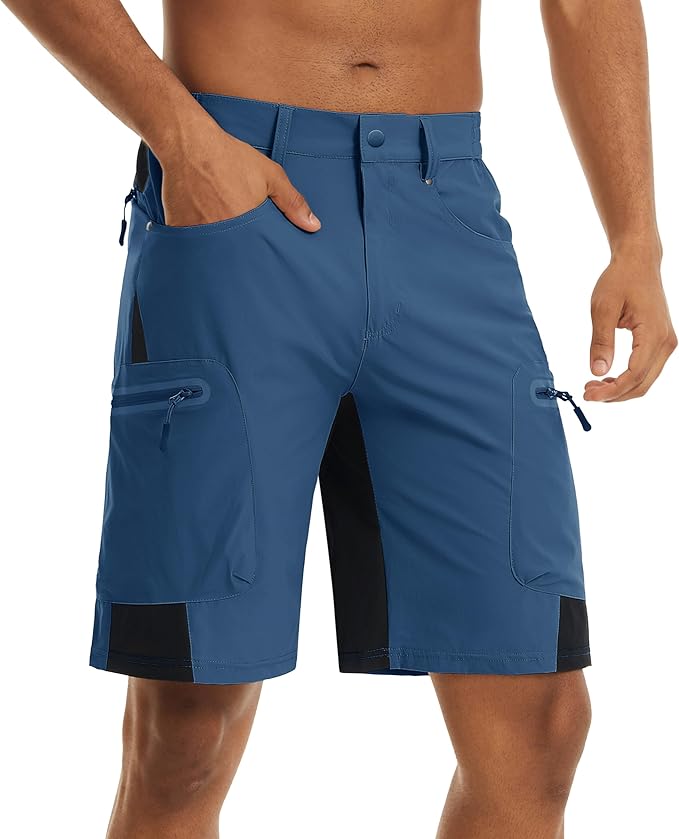 TACVASEN Men's Hiking Cargo Shorts 10" with Zipper Pockets Quick Dry Casual Stretch Golf Work Short Outdoor Summer