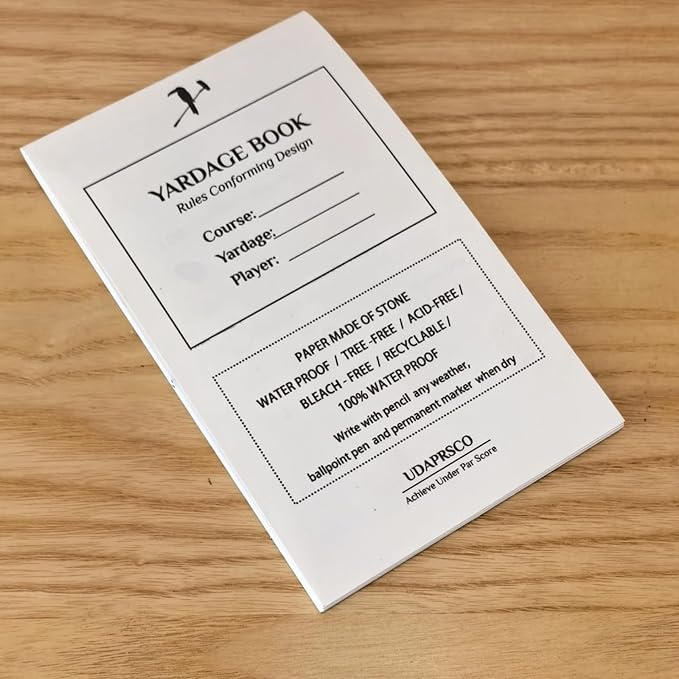 Golf Yardage Book 4-Pack – Waterproof Stone Paper Notebook for Tournament Play, 4"x6.5" Blank Course Map Journal, Fits All Holders – Eco-Friendly, Tear-Resistant, Not Pre-Printed