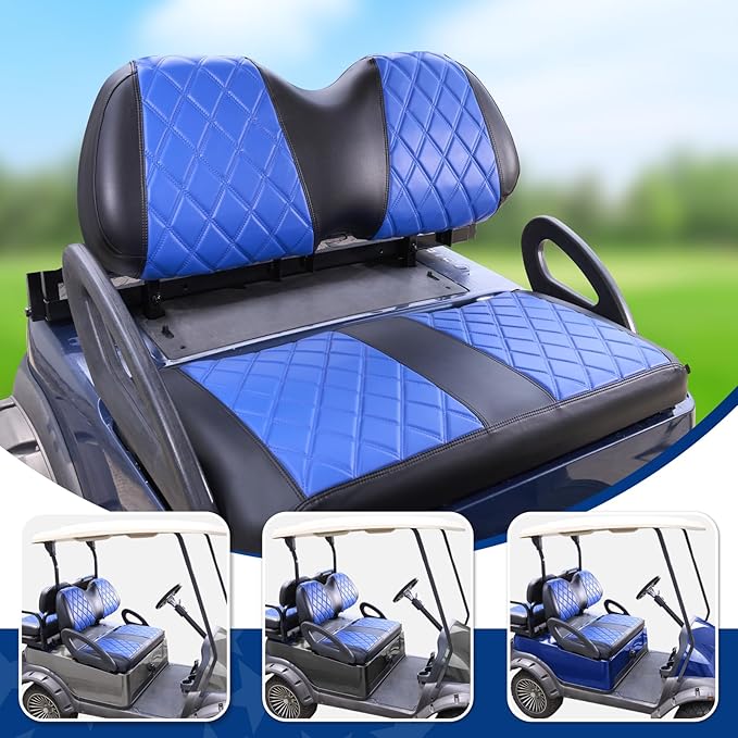 NOKINS 4PCS Golf Cart Diamond Seat Covers Kit,Front and Rear Seat Covers Fits for EZGO/Club Car/Yamaha Original Regular Seat Cushion, No Stapler