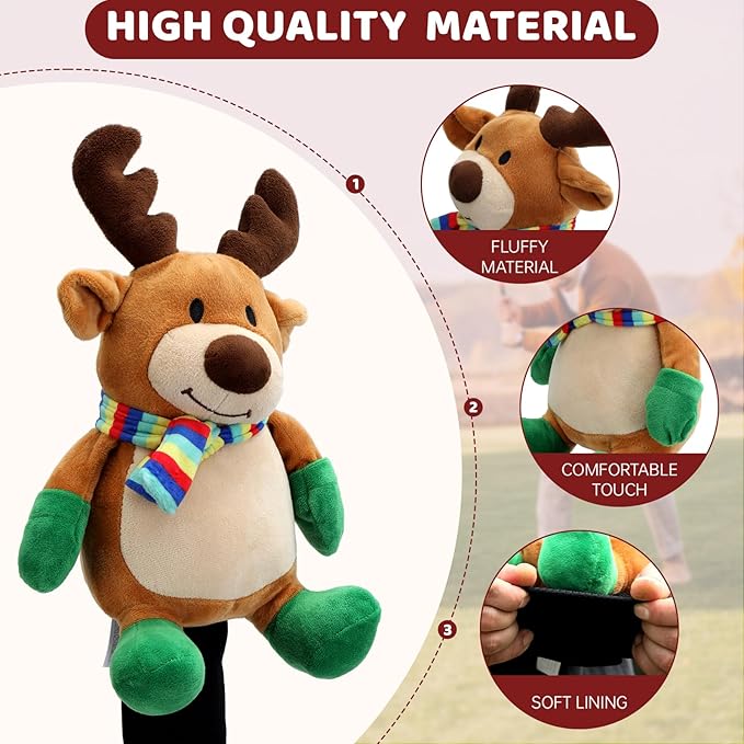 Christmas Golf Club Covers, Fun Plush Headcovers with Soft Protection for Fairway Wood Clubs, Festive Golf Gift for Men and Women