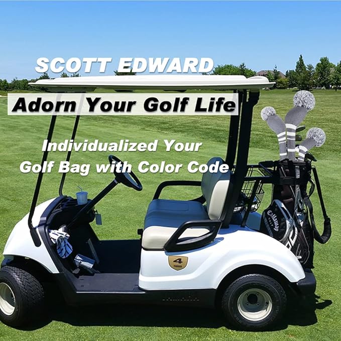 Scott Edward 1/3/4PCS Multi-Style Optional Individualized Knit Golf Club Head Covers, Driver Wood(460cc) Fairway Wood and Hybrid(UT)，for Male/Female Golfers,Custom