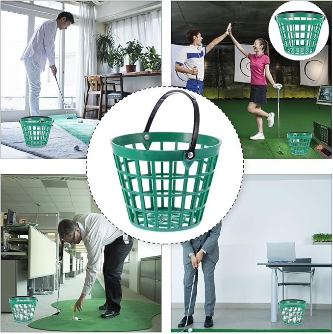 Garneck Golf Ball Storage Basket Nylon Golf Ball Basket Green Golfball Container with Handle Golf Range Bucket Storage Organizer Stadium Accessories for Practice Range and Outdoor Use