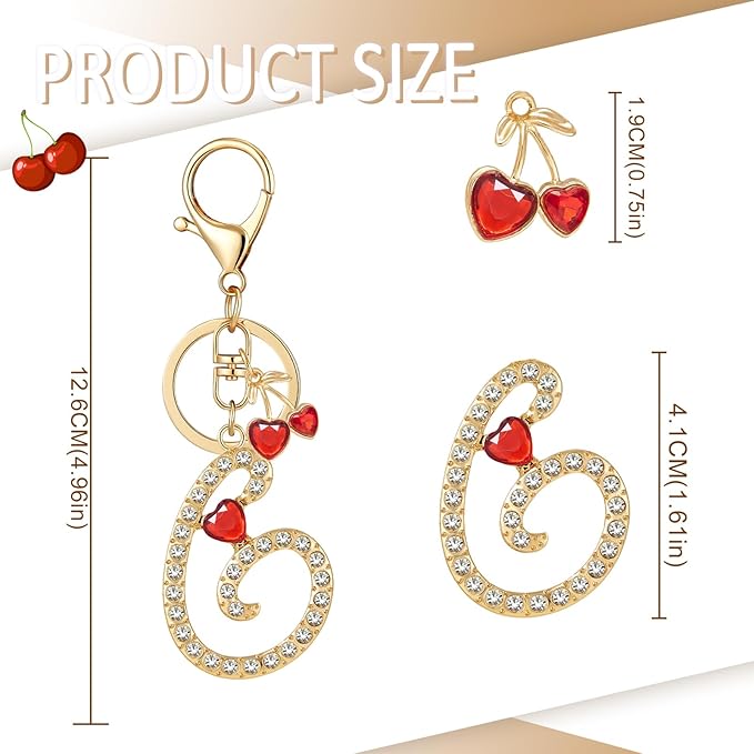 Gold Plated Alphabet Initial Letter Keyring Keychain for Women Girls Crystal Key Chains for Wallet Backpack Bag Charm