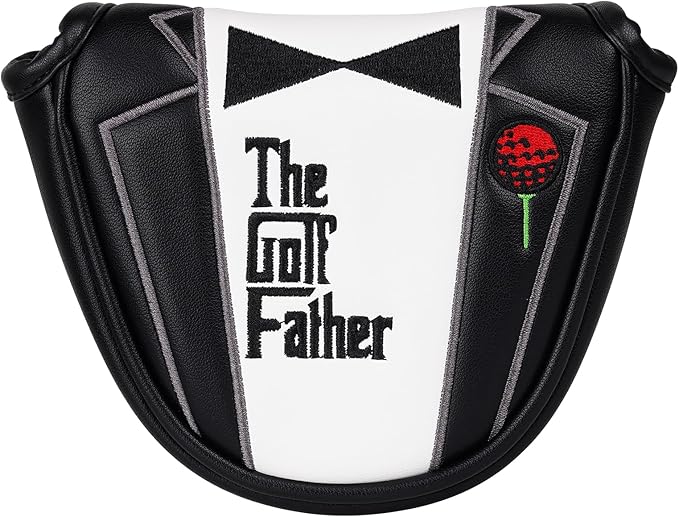 The Golf Father Golf Club Covers, Driver Fairway Hybrid Headcover, Funny Putter Cover Magnetic, Black & White Color Iron Covers,Golf Gifts for Men