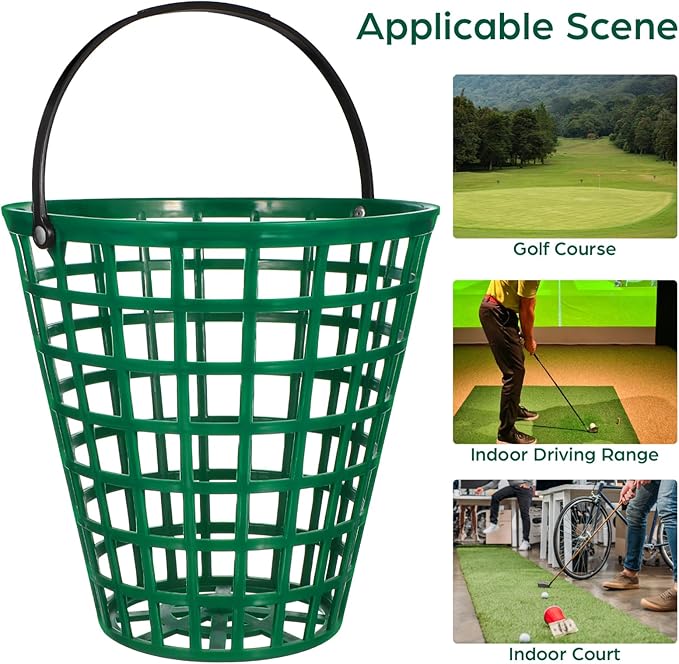 YARNOW Golf Ball Basket with Handle Nylon Golf Ball Container Golf Ball Bin (Green, Golf Balls are Excluded)