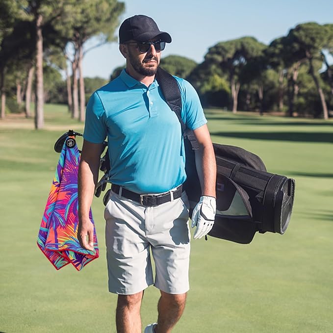 montela golf Towel Magnetic Golf Towel for Golf Bags with Clip for Men & Women，Microfiber Fabric Waffle Pattern Golf Towels for Strong Hold to Golf Carts or Clubs (Colorful)