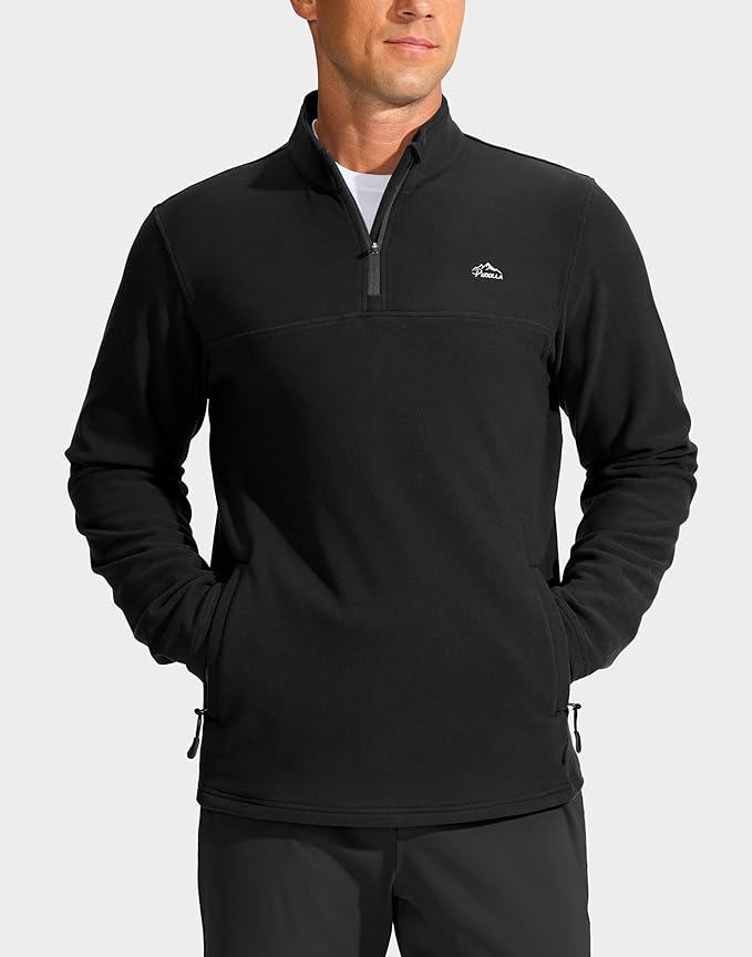 Pudolla Men's Quarter Zip Pullover with 2 Pockets Fleece Warm Soft Golf Sweatshirts for Athletic Workout Running